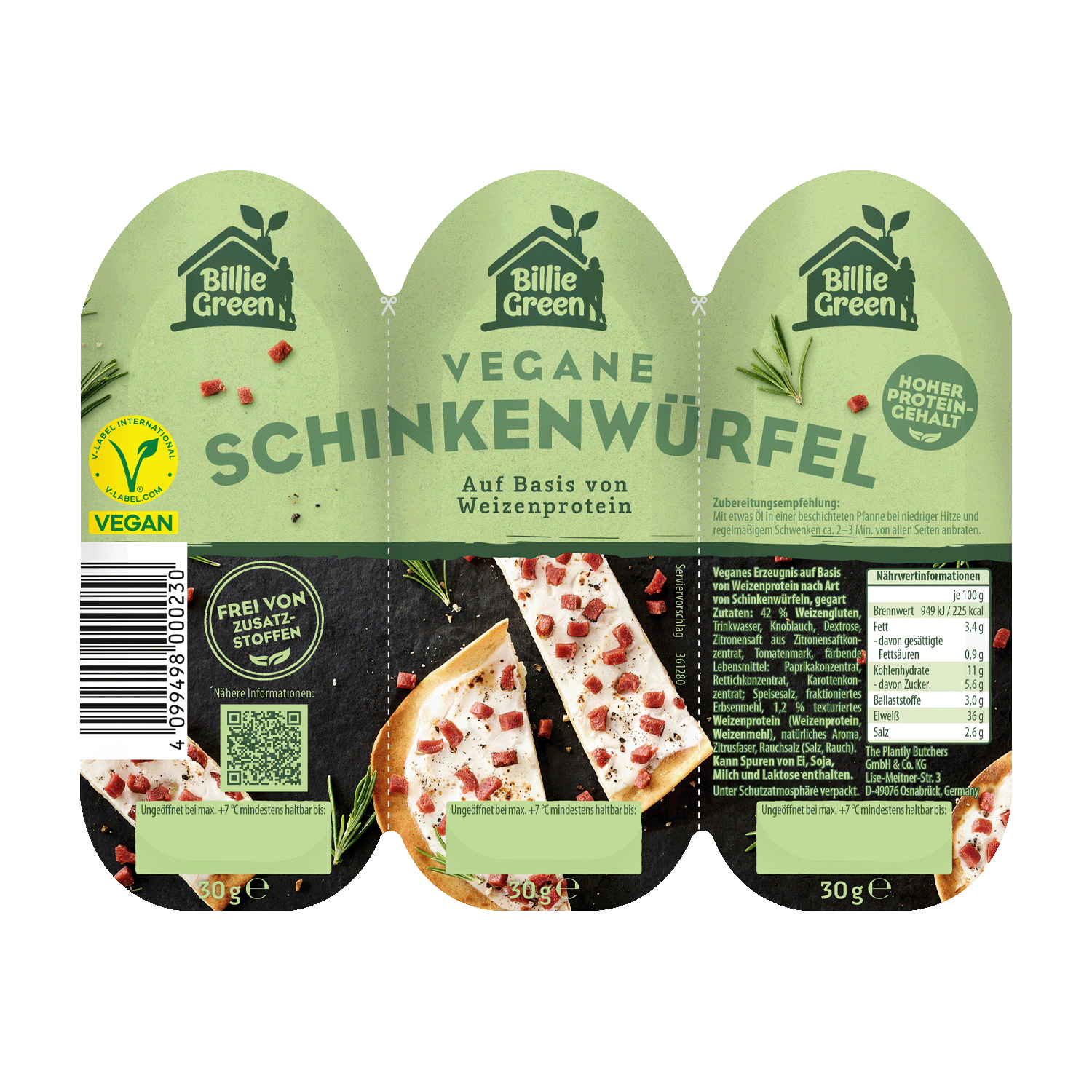 Vgane Schinkenwürfel